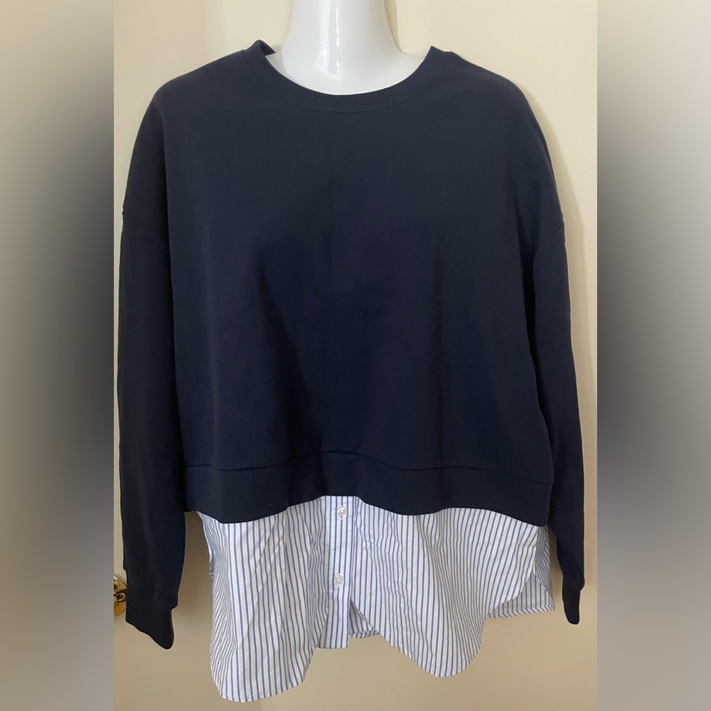 Sz L Reitman’s women’s Long-Sleeve Crew-Neck Sweatshirt with Fooler Insert navy - Picture 5 of 13